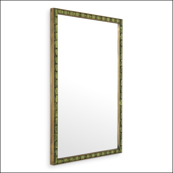 119915 - Miroir en verre avec cadre en laiton vieilli, style luxe - Pacific Compagnie.