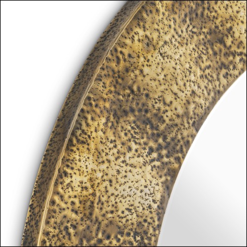 120024 - Round luxury mirror with 110cm diameter and antique brass finish - Pacific Compagnie.