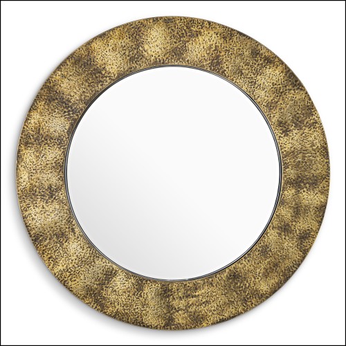 120024 - High-end decorative mirror featuring a laiton vieilli color and 3.5cm depth - Pacific Compagnie.