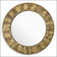 120024 | Décoration murale en forme de miroir de luxe en laiton vieilli - Pacific Compagnie.