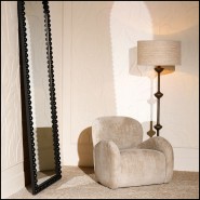 120541 - Black luxury mirror with wooden details and mindi wood construction - Pacific Compagnie.