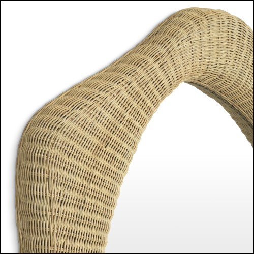 120093 | Décoration murale avec miroir rotin 120093 - Pacific Compagnie.