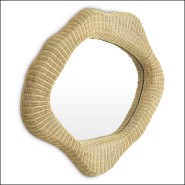 120093 - Exquisite rotin mirror with unique texture and style - Pacific Compagnie.