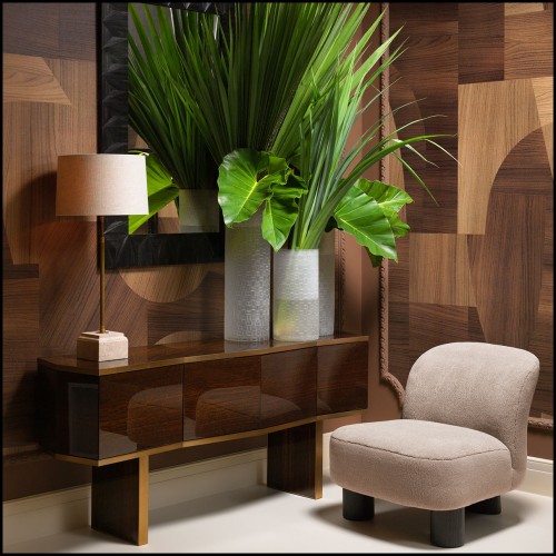 120337 - Charcoal colored luxury mirror with unique wheat straw design - Pacific Compagnie.