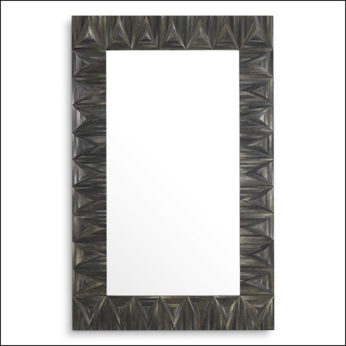 120337 | Décoration murale, miroir de luxe 120337 en charbon et paille de blé - Pacific Compagnie.