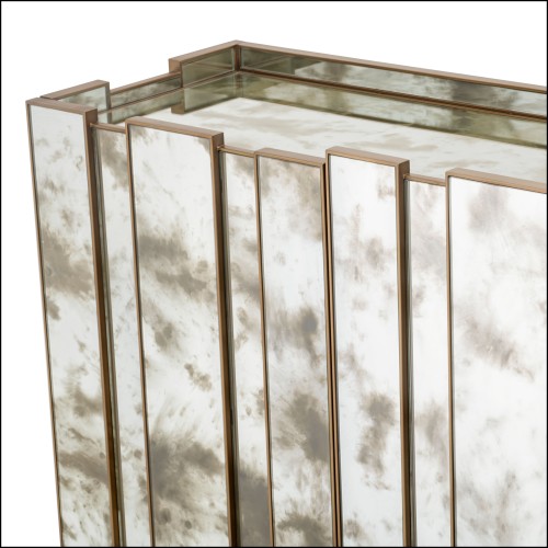 120248 - Elegant console table in laiton brossé, 150 cm tall, with glass top - Pacific Compagnie.