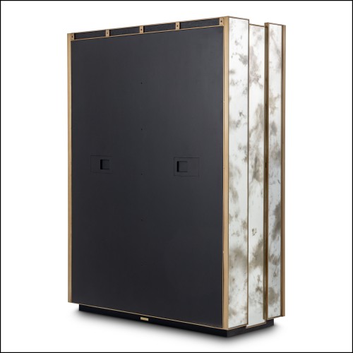 120248 - Luxury bar console with verre and brushed brass details, 46 cm deep - Pacific Compagnie.