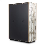 120248 - Luxury bar console with verre and brushed brass details, 46 cm deep - Pacific Compagnie.