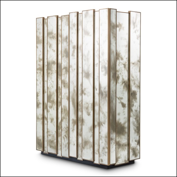 120248 - Modern console with laiton brossé finish, dimensions 110 x 46 x 150 cm, glass material - Pacific Compagnie.