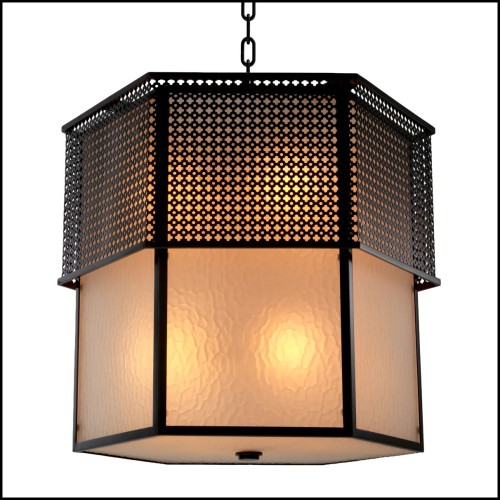 120300 - Table lamp with bronze finish and glass shade - Pacific Compagnie.