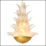 119942 - Luxury indoor lighting fixture featuring a aged brass and glass combination - Pacific Compagnie.