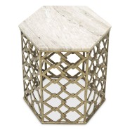 Table d’appoint 24 - Stratham - Luxury marble side table with aged brass finish - Pacific Compagnie.