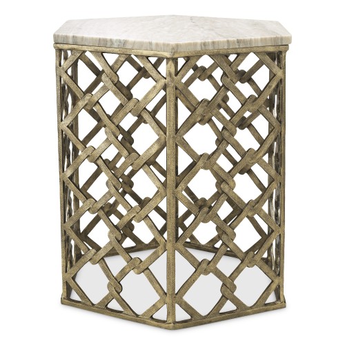 Table d’appoint 24 - Stratham - High-end marble side table with vintage brass details - Pacific Compagnie.