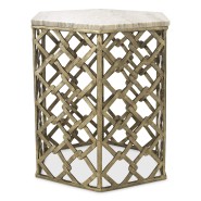 Table d’appoint 24 - Stratham - High-end marble side table with vintage brass details - Pacific Compagnie.