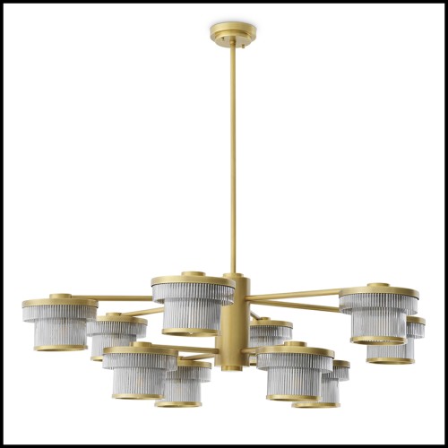 Lustre 24 - Andromeda - Elegant lustre with verre and laiton vieilli details - Pacific Compagnie.