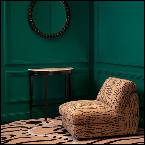 Miroir 24 - Kenton rond - Miroir rond en bois de mindi noir, type miroir de luxe, diamètre 80 cm - Pacific Compagnie.