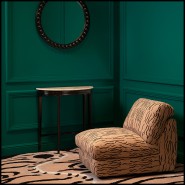 Miroir 24 - Kenton rond - Miroir rond en bois de mindi noir, type miroir de luxe, diamètre 80 cm - Pacific Compagnie.