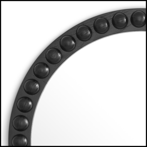 Miroir 24 - Kenton rond - 5.5cm deep round mirror with black bois de mindi frame - Pacific Compagnie.