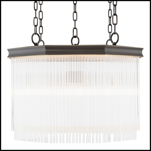 Lustre 24 - Estela - Luminaire d'intérieur en bronze avec décoration en verre - Pacific Compagnie.