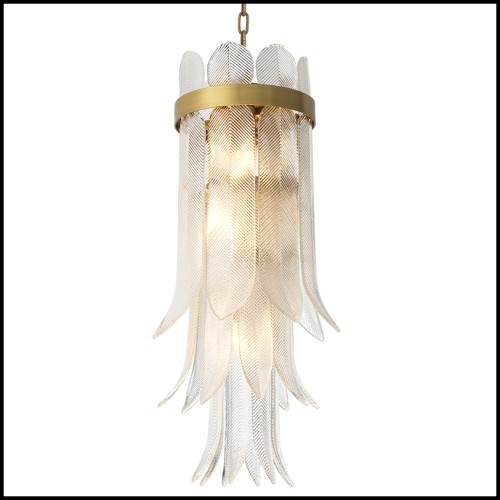 Lustre 24 - Erika | Lustre 24-Erika en laiton vieilli et verre, grand diamètre - Pacific Compagnie.