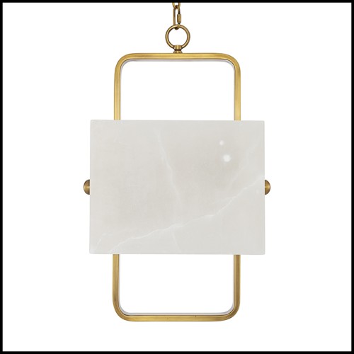 Lustre 24 - Melbourne - Lustre suspension en laiton vieilli et albâtre, design intérieur chic - Pacific Compagnie.