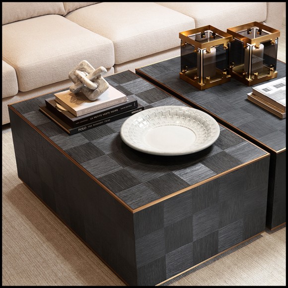 Table basse 24 - Ashbury - Table basse de luxe en gris anthracite avec placage chêne, dimensions 120x75x48 cm - Pacific Compagni