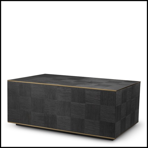 Table basse 24 - Ashbury - Table basse élégante en gris anthracite et laiton vieilli, dimensions 120x75x48 cm - Pacific Compagni