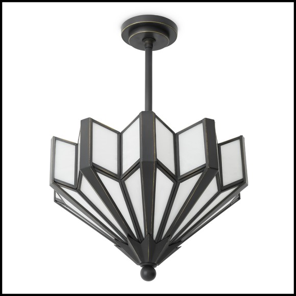 Suspension plafond 24 - Victory - Bronze interior lighting fixture with glass and metal details - Pacific Compagnie.