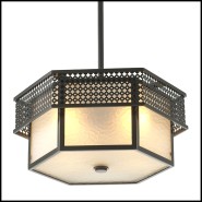 Suspension plafond 24 - Minerva - Luminaire intérieur en verre et acier de couleur bronze highlight - Pacific Compagnie.