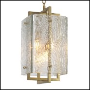 Suspension 24 - Solara - Interior lighting fixture in aged brass finish with glass and steel construction - Pacific Compagnie.