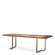 Table de salle à manger 24 - Rucello - Table de repas en aluminium et contreplaqué avec placage noyer clair - Pacific Compagnie.