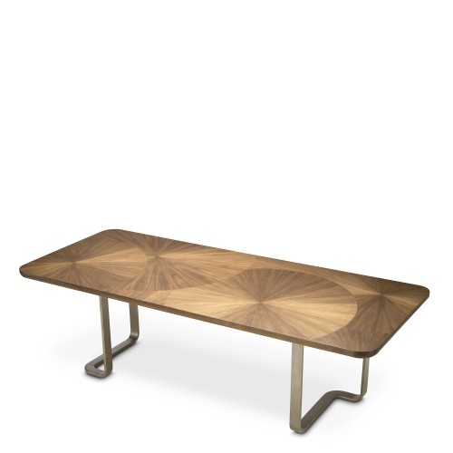Table de salle à manger 24 - Rucello - Table rectangulaire en aluminium avec contreplaqué et placage noyer clair - Pacific Compa