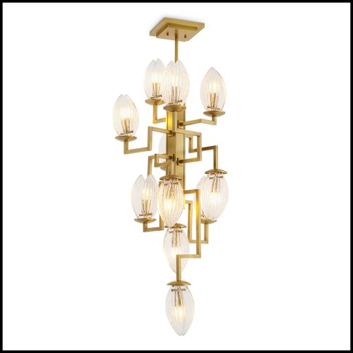 Lustre 24 - Persephone - Luxury glass lighting fixture in aged brass tone - Pacific Compagnie.