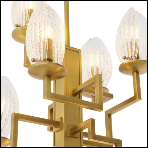 Lustre 24 - Persephone - Elegant glass chandelier in vintage brass - Pacific Compagnie.