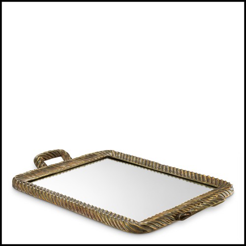 Plateau 24 - Montmartre - Distressed brass serving dish - Pacific Compagnie.