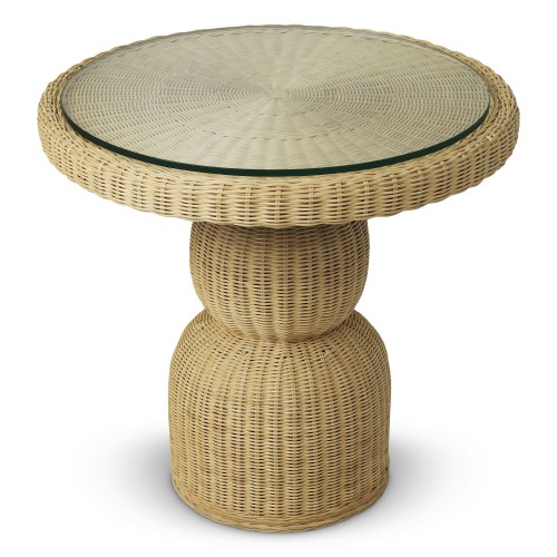 Table de salle à manger 24 - Tiago - High-end natural fiber dining table with glass surface - Pacific Compagnie.