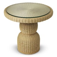 Table de salle à manger 24 - Tiago - Meuble de repas en rotin et verre de style moderne - Pacific Compagnie.