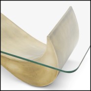 Table basse 24 - Chambertin - Elegant luxury coffee table with acier inoxydable and verre construction, laiton vieilli tone - Pa