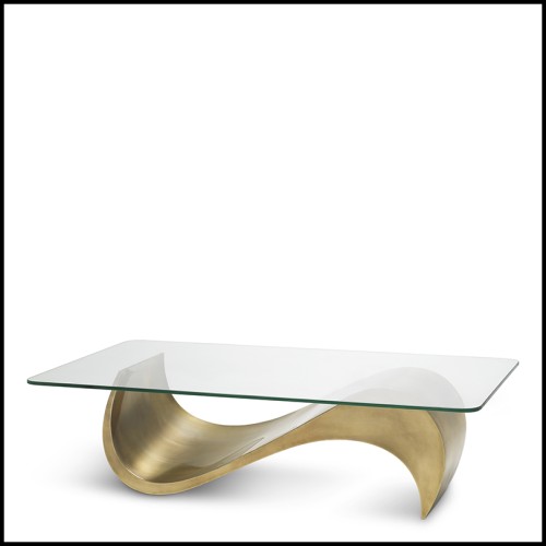 Table basse 24 - Chambertin - Luxurious low table with laiton vieilli finish, made from stainless steel and glass - Pacific Comp