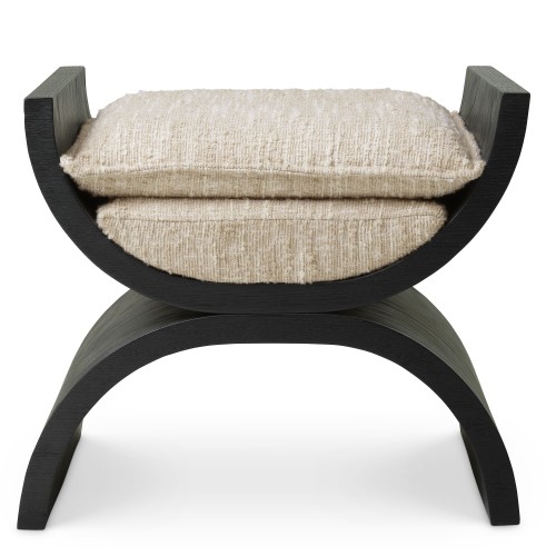 Tabouret 24 - Claybourne - Tabouret de bar en bois d'hévéa avec siège bouclé crème sonata - Pacific Compagnie.