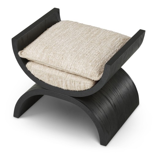 Tabouret 24 - Claybourne - Modern hevea wood tabouret with elegant cream sonata finish - Pacific Compagnie.