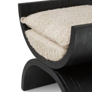 Tabouret 24 - Claybourne - Tabouret de salle à manger en bois d'hévéa avec pieds en métal et siège bouclé crème sonata - Pacific