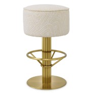 Tabouret de bar 24 - Carleton - Designer bar stool featuring brushed brass and camari crème upholstery - Pacific Compagnie.