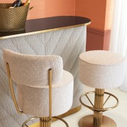 Tabouret de bar 24 - Carleton - Tabouret de bar 24-Carleton avec structure en laiton brossé et siège en camari vert - Pacific Co