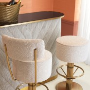 Tabouret de bar 24 - Carleton with back - Luxury bar stool with brushed brass finish and green camari upholstery - Pacific Compa