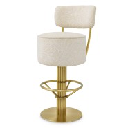 Tabouret de bar 24 - Carleton with back - High-end bar chair with cream camari and stainless steel frame - Pacific Compagnie.