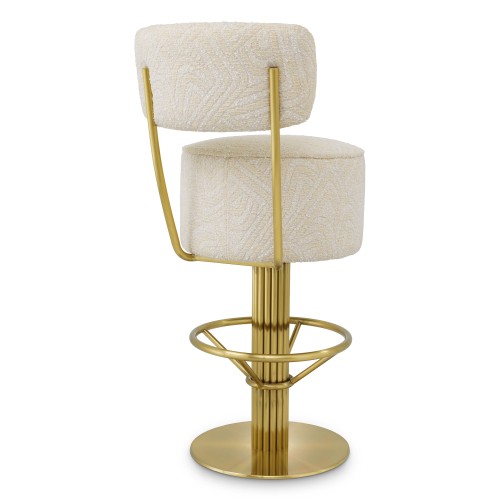Tabouret de bar 24 - Carleton with back - Tabouret de bar en acier inoxydable avec finition laiton brossé et matière de haute qu