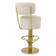 Tabouret de bar 24 - Carleton with back - Tabouret de bar en acier inoxydable avec finition laiton brossé et matière de haute qu