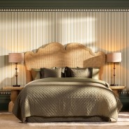 Tête de lit 24 - Boudoir - Luxurious natural wicker headboard with acajou wood accents - Pacific Compagnie.