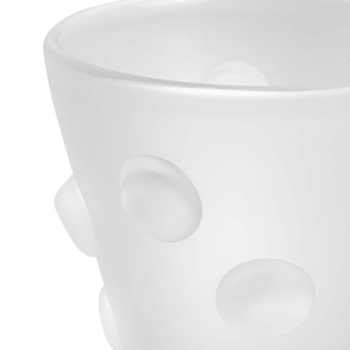 Vase 24 - Evander - Vase de décoration en verre blanc givré, dimensions 26 cm - Pacific Compagnie.